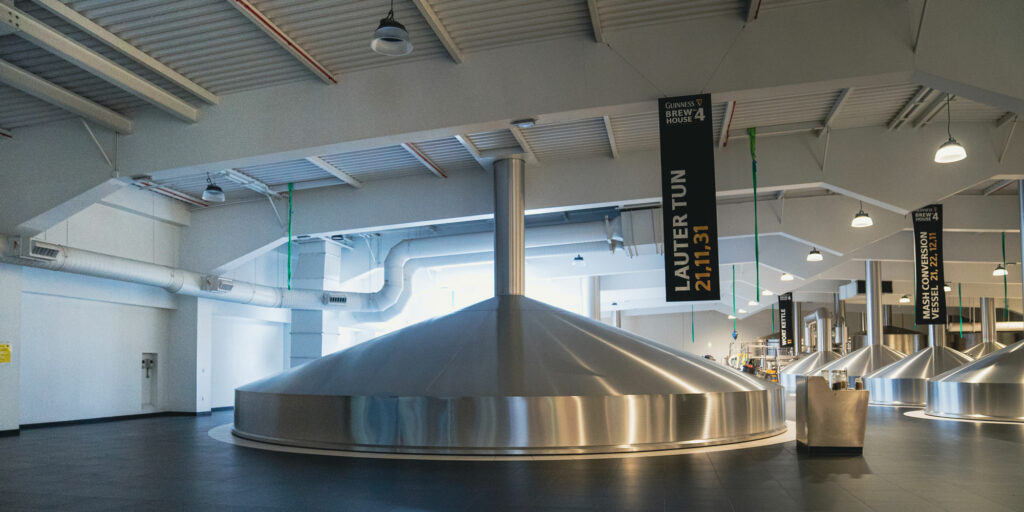 Brewhouse 4 at Guinness, massive stainless steel brewing vessels