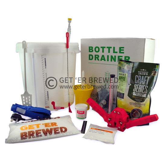 Beginner Cider Making Kit Including ingredients for 23 litres of Cider – Includes Bottle Cleaning Equipment & Temperature Control