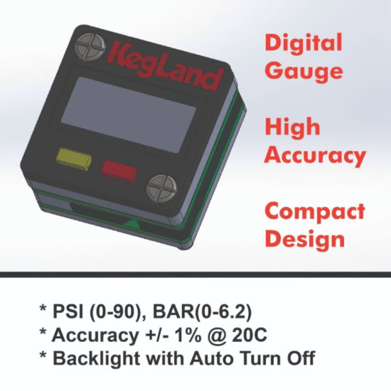 Digital Illuminated Mini Gauge 0-90psi (0-6.2bar)