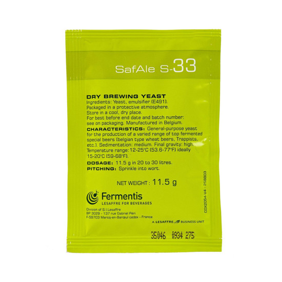 Fermentis SafAle S-33 Yeast 11.5g