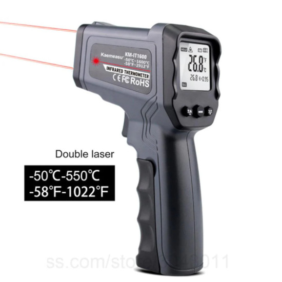 Infrared Thermometer Gun -50°C to +580°C (Black) Infrared Thermometer Gun -50°C to +580°C (Black)
